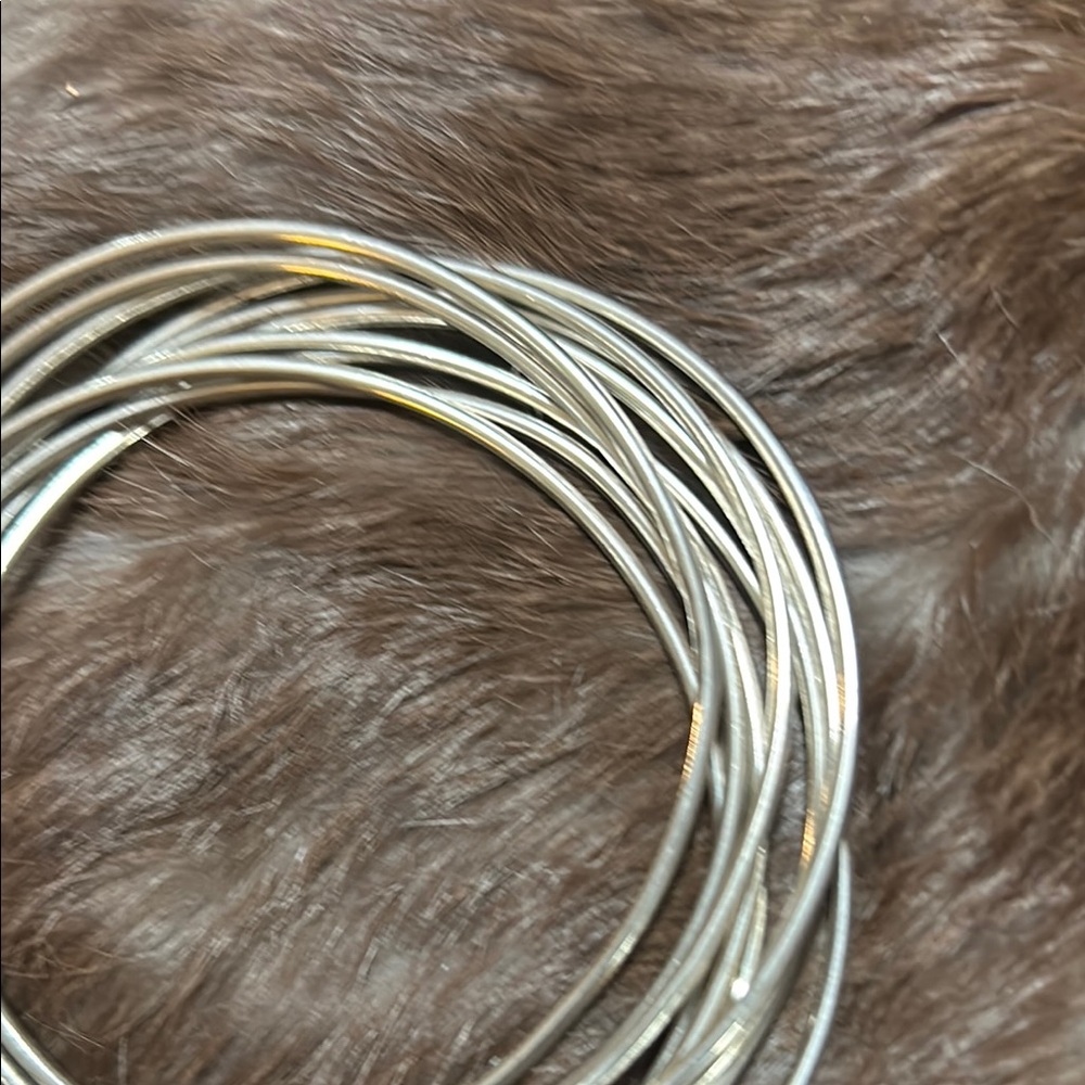 Silver Bangle Bracelets Set - image 4